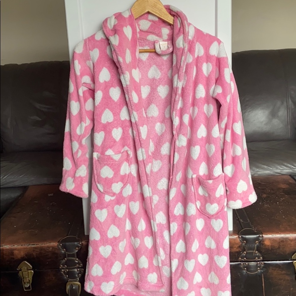 🌵3/$20• Girls Robe Pink and White Hearts size 10